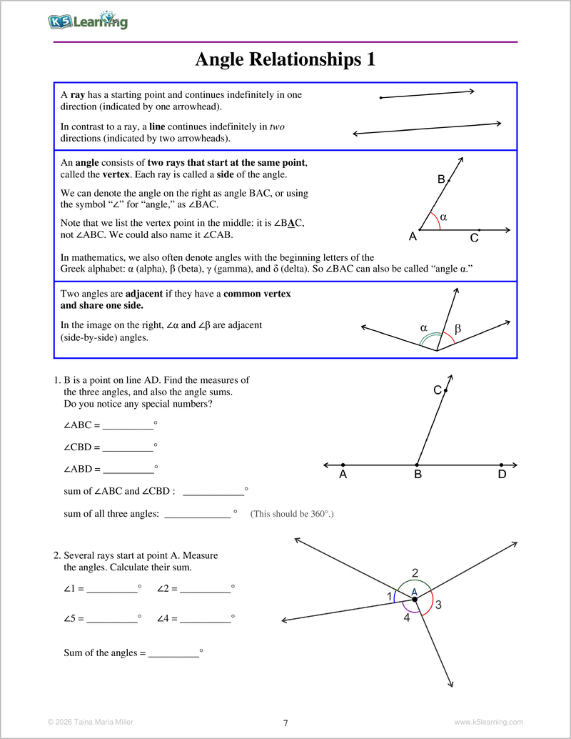 Geometry Workbook For Grades 5-7 - Sample page