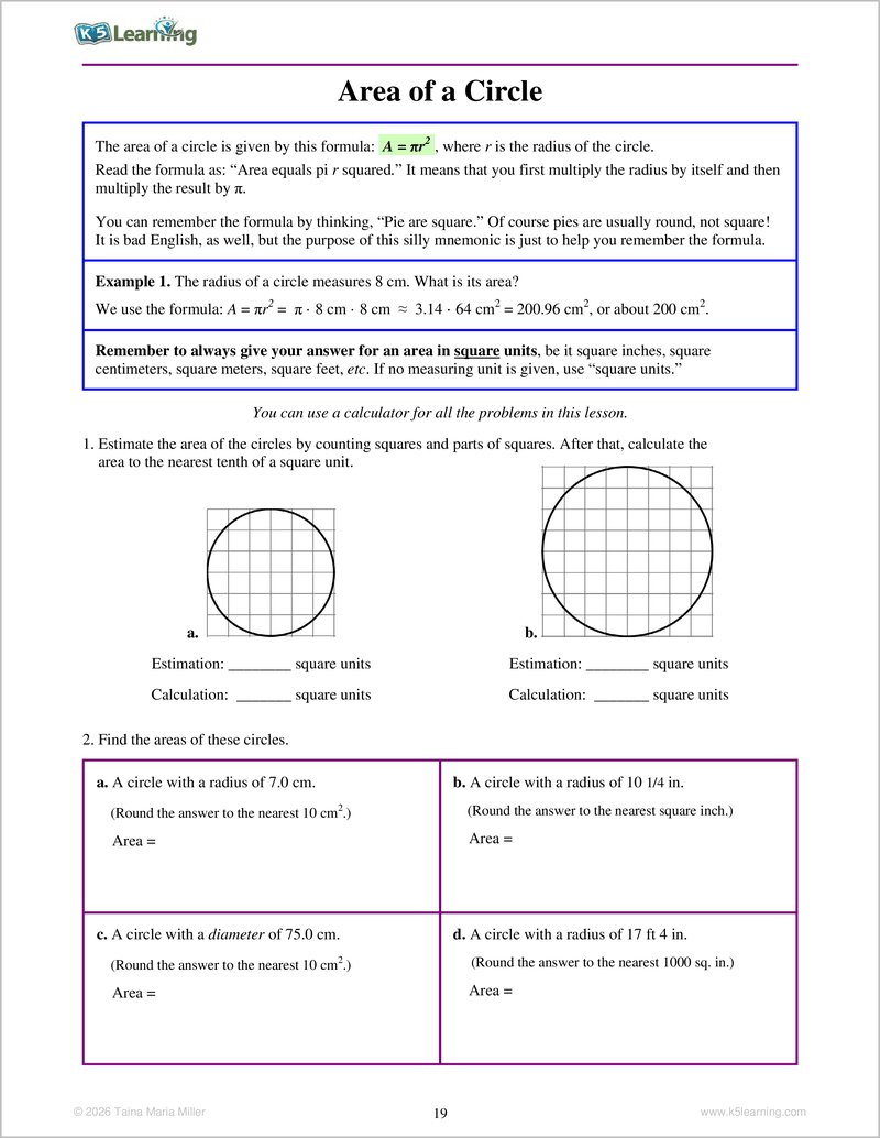 Geometry Workbook For Grades 5-7 - Sample page