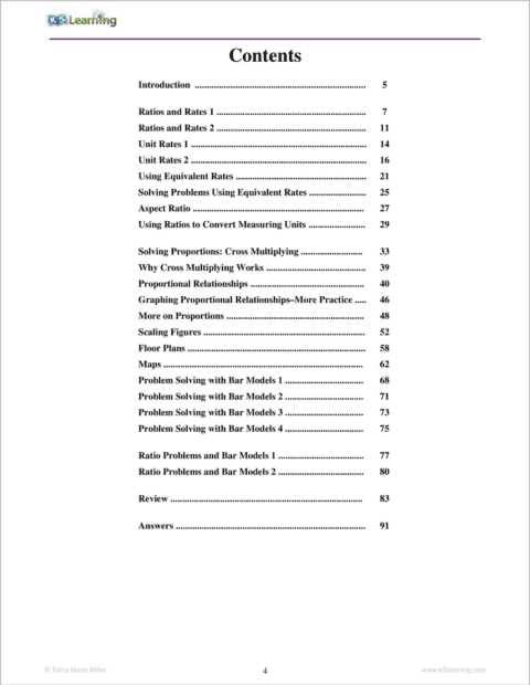 Ratios and Proportions Workbook | K5 Bookstore