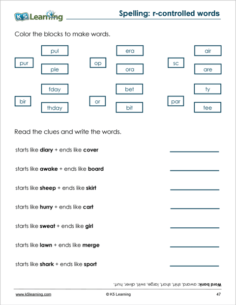 Spelling Workbook for Grade 2 | K5 Bookstore