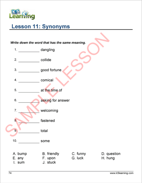 Vocabulary Workbook for Grade 2 | K5 Bookstore