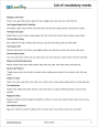Kindergarten Vocabulary - Word List